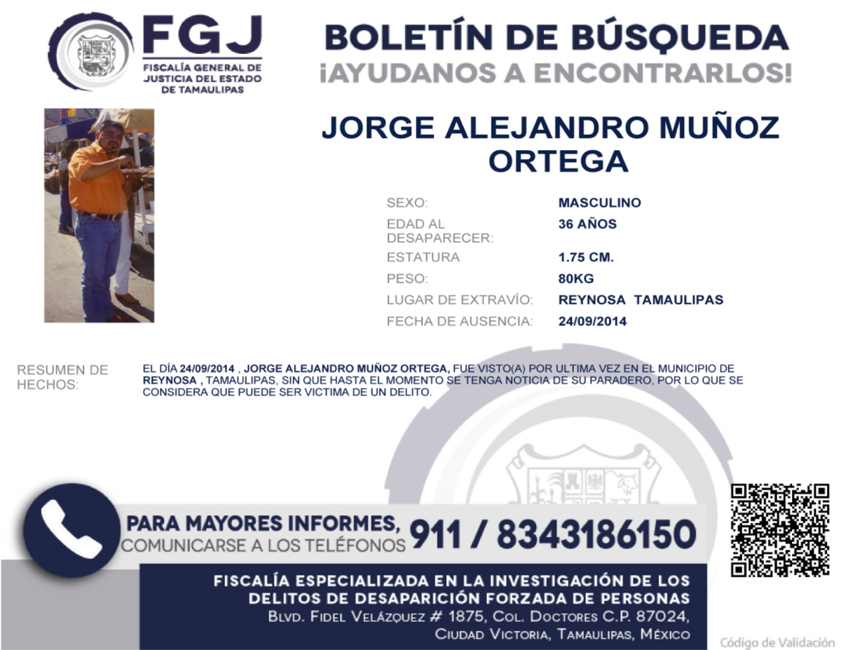 Boletin de Busqueda Jorge Alejandro