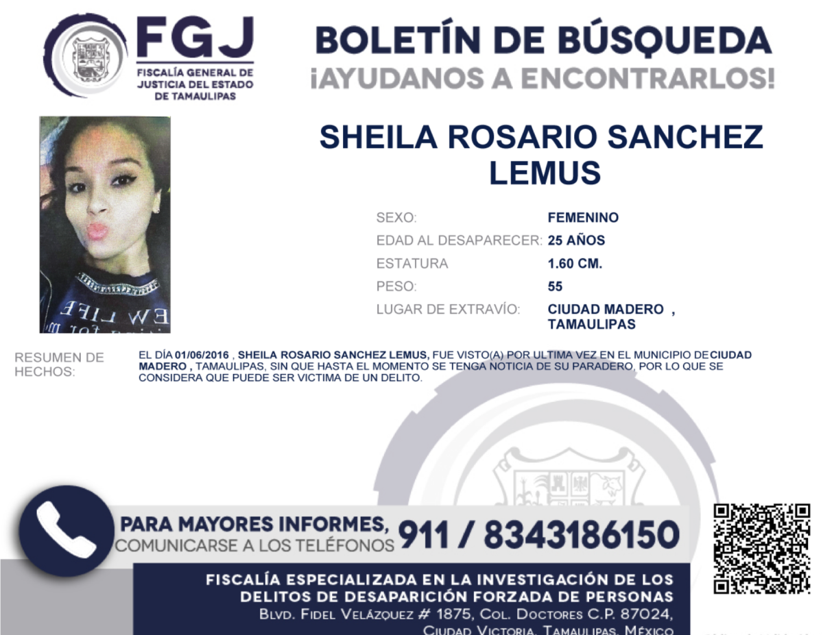 Boletin de Busqueda Sheila