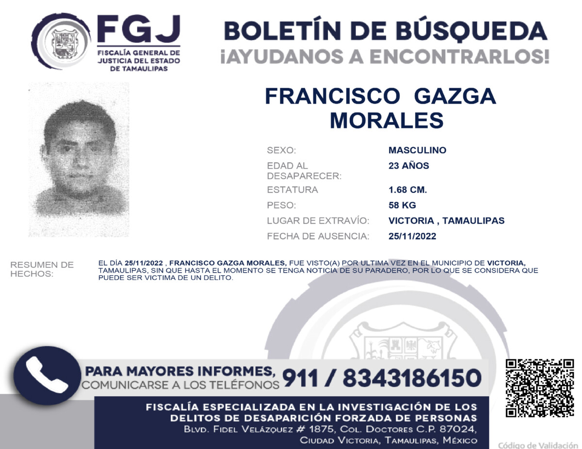 Boletin de Busqueda Francisco Gazga