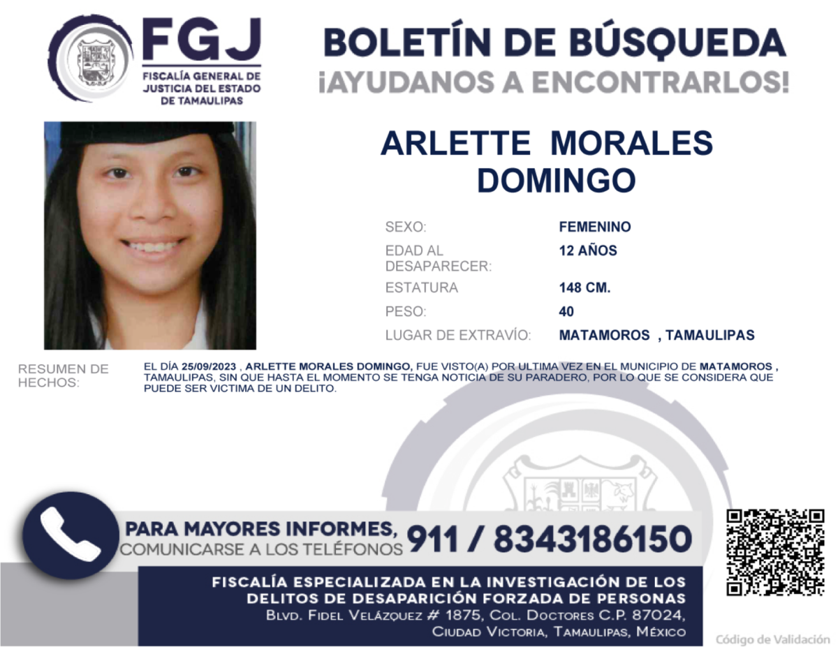 Boletin de Busqueda Arlette