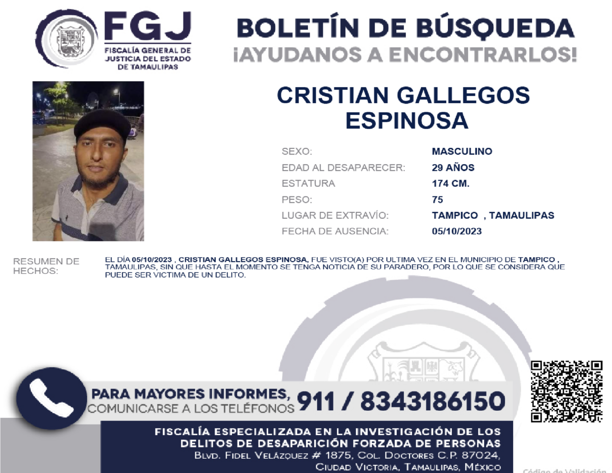 Boletin de busqueda cristian gallegos