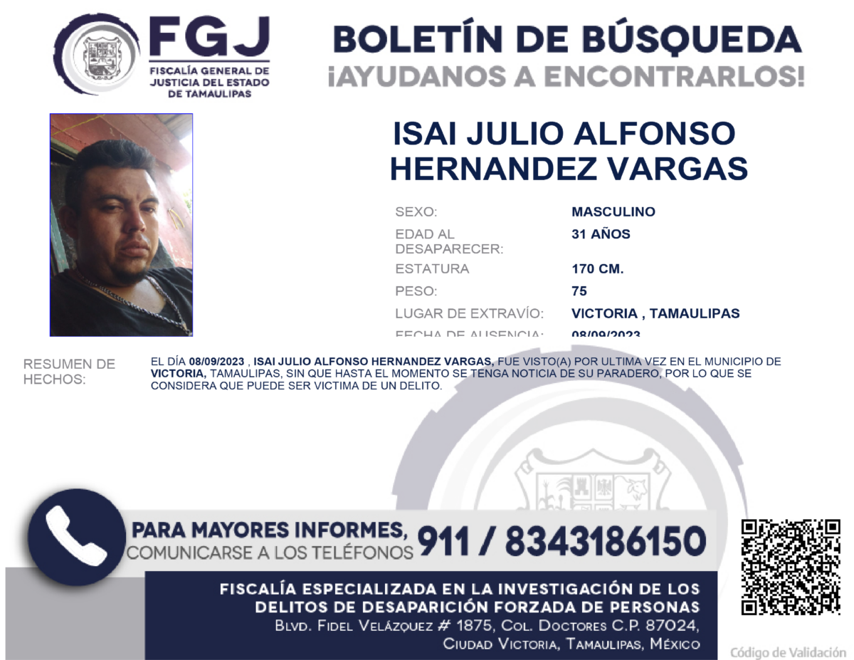 Boletin de Busqueda Isai Julio