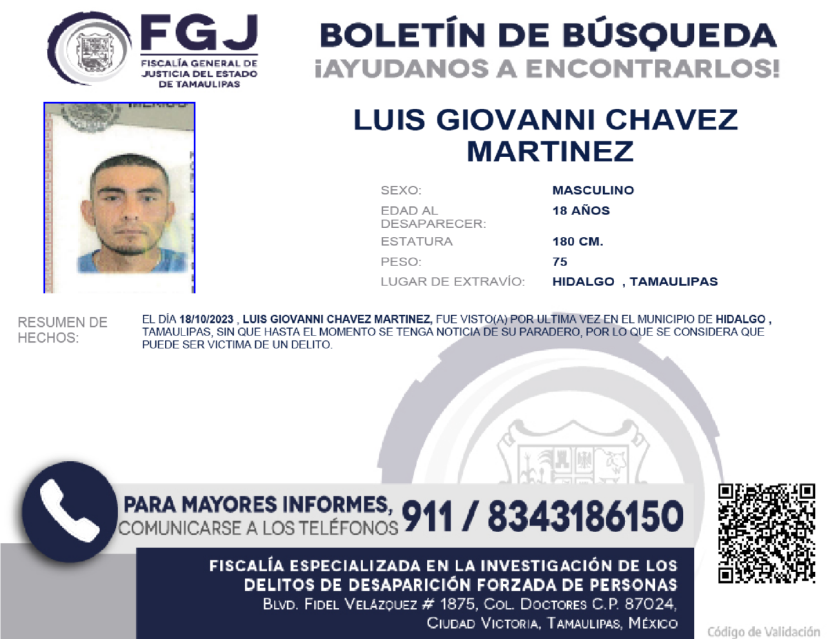 Boletin de Busqueda Luis Giovany