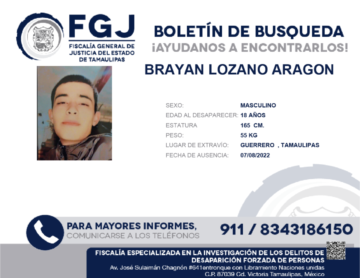 Boletin de Busqueda Brayan Lozano
