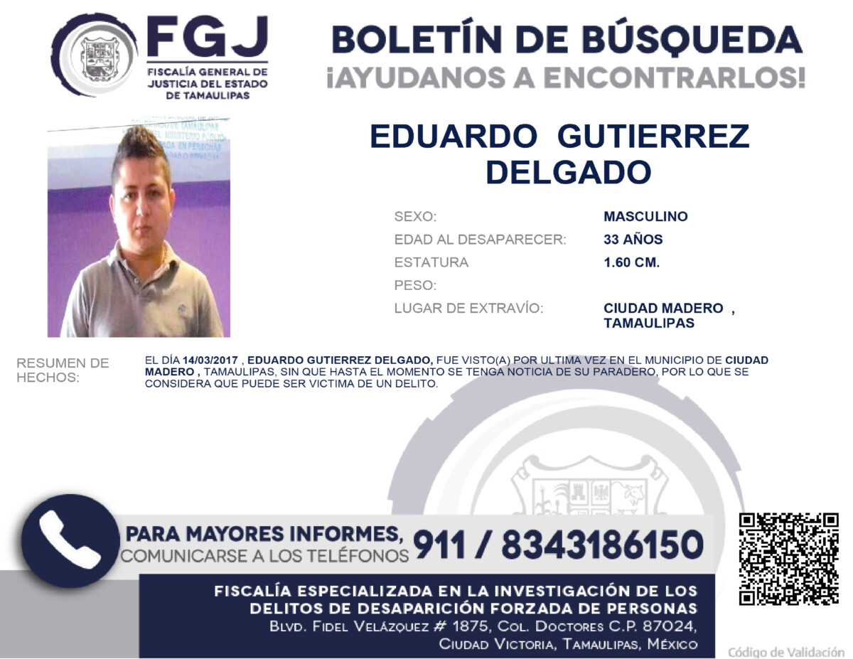 Boletin de Busqueda Eduardo Gutierrez