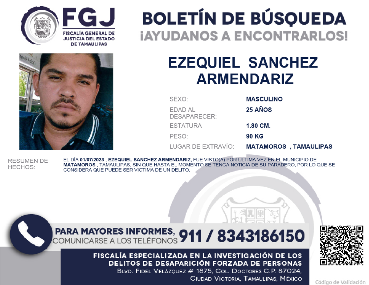 Boletin de Busqueda Ezequiel Sanchez