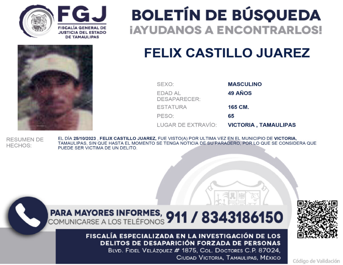 Boletin de Busqueda Felix Castillo