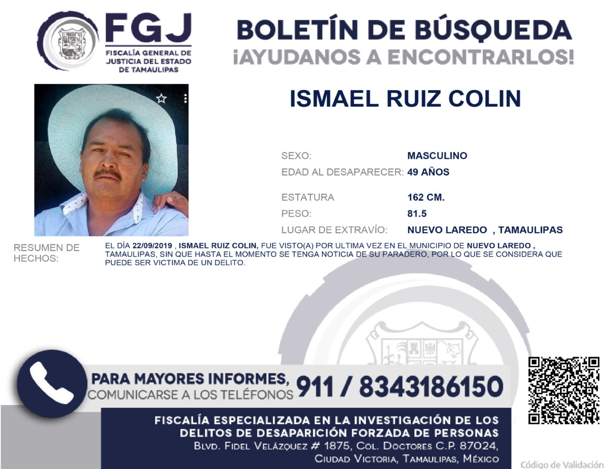 Boletin de Busqueda Ismael Ruiz