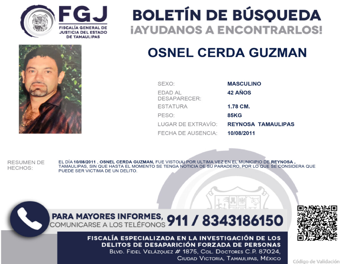 Boletin de Busqueda Osnel Cerda