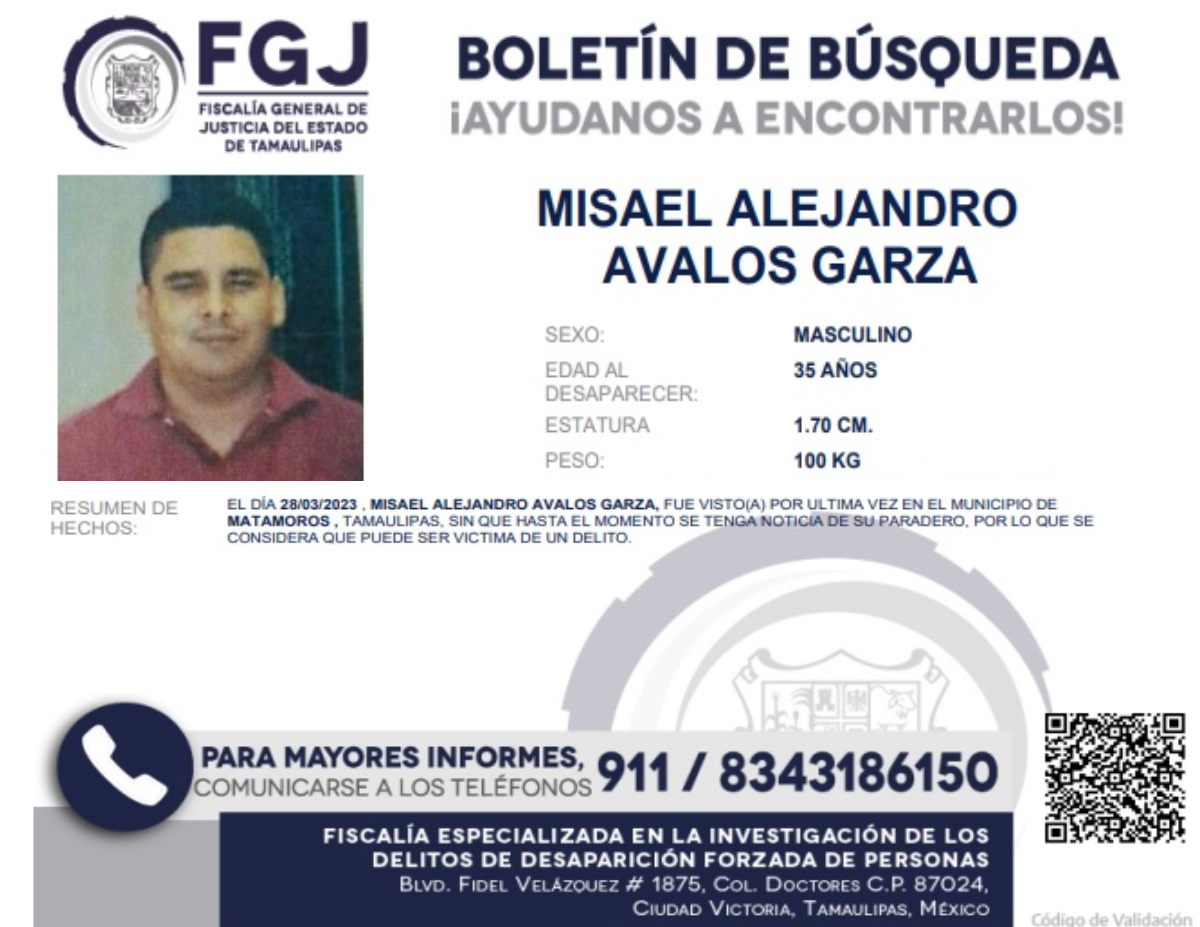 Boletin de busqueda Misael