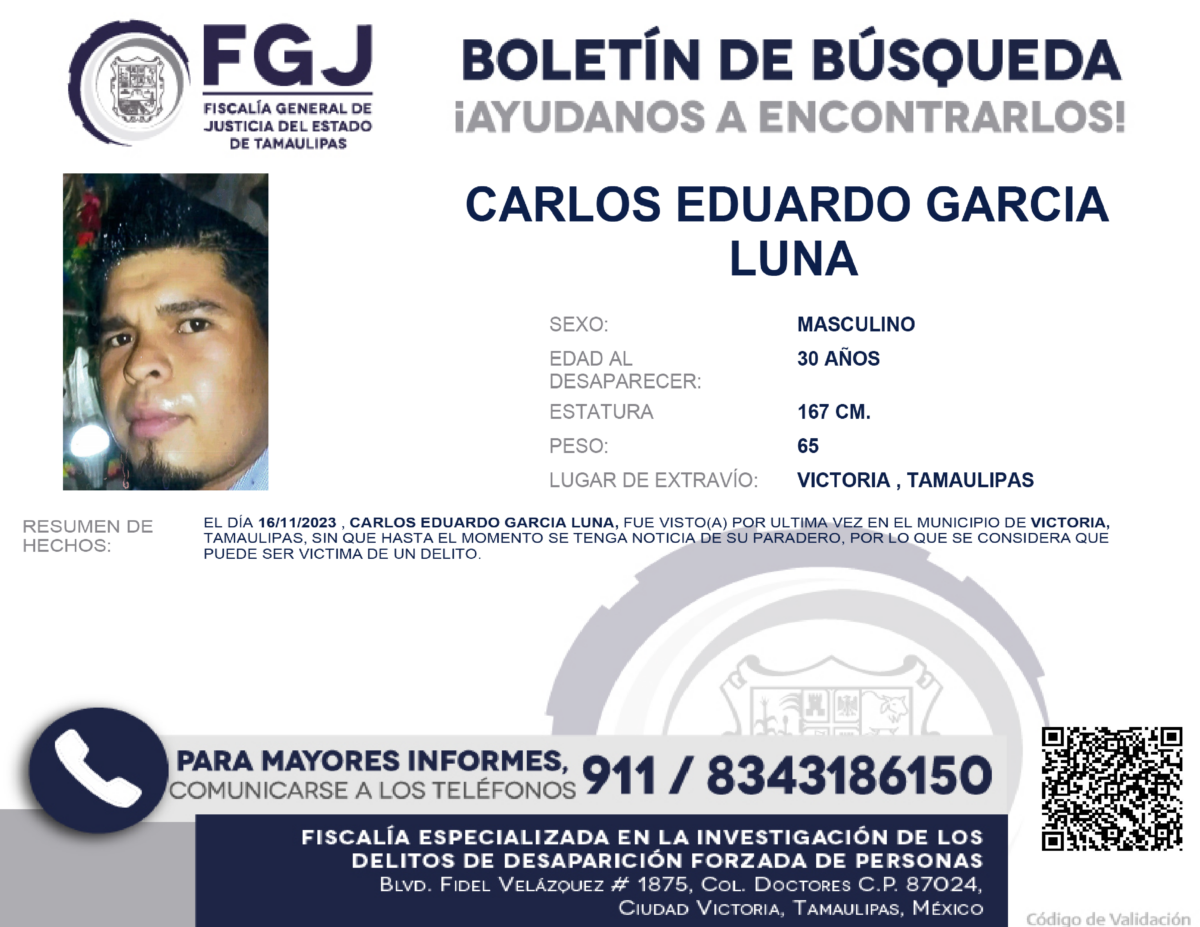 Boletín de Búsqueda Carlos Eduardo