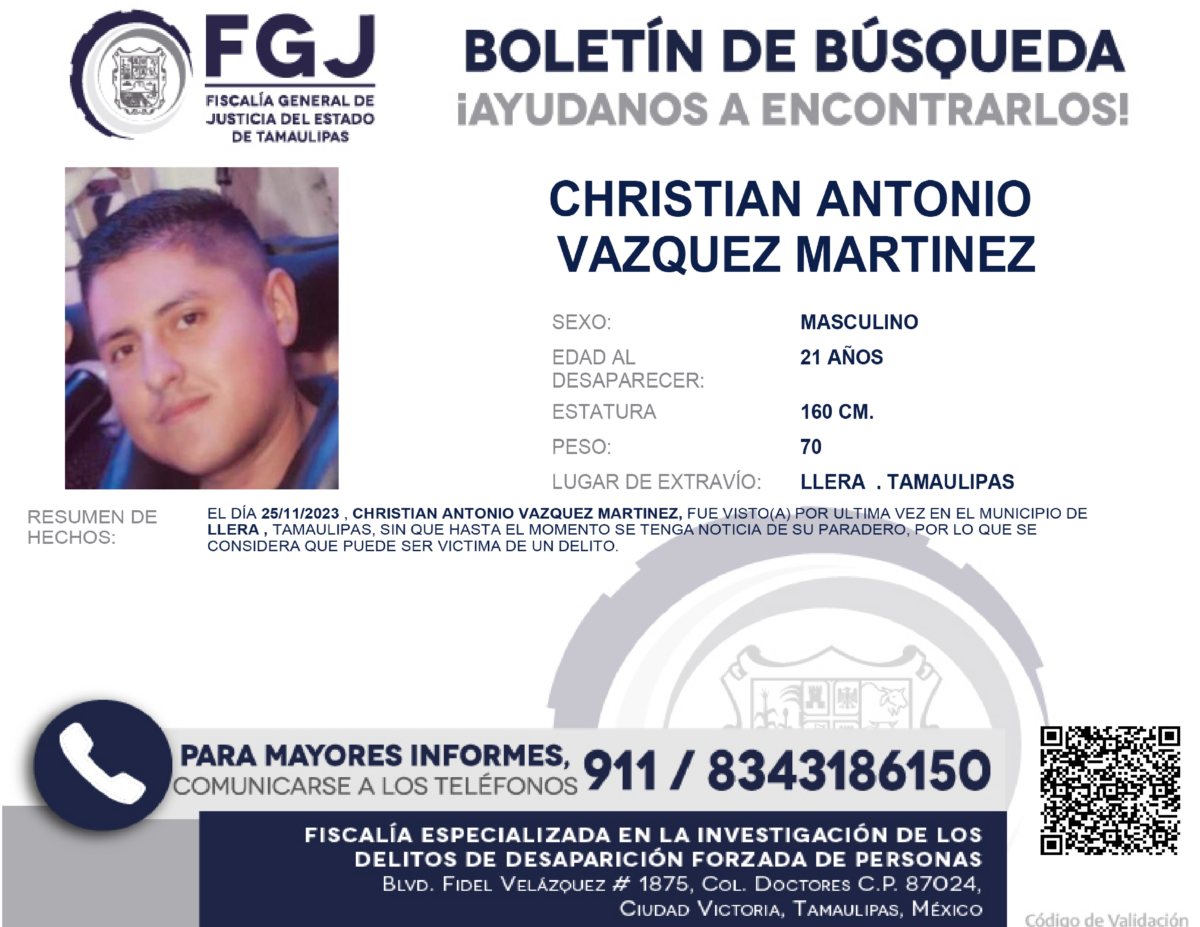 Boletín de Búsqueda Christian Antonio