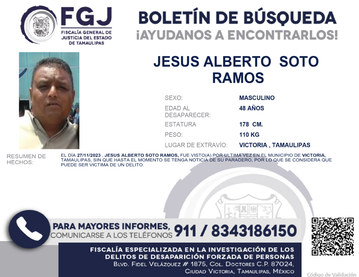 Boletín de Búsqueda Jesús Alberto