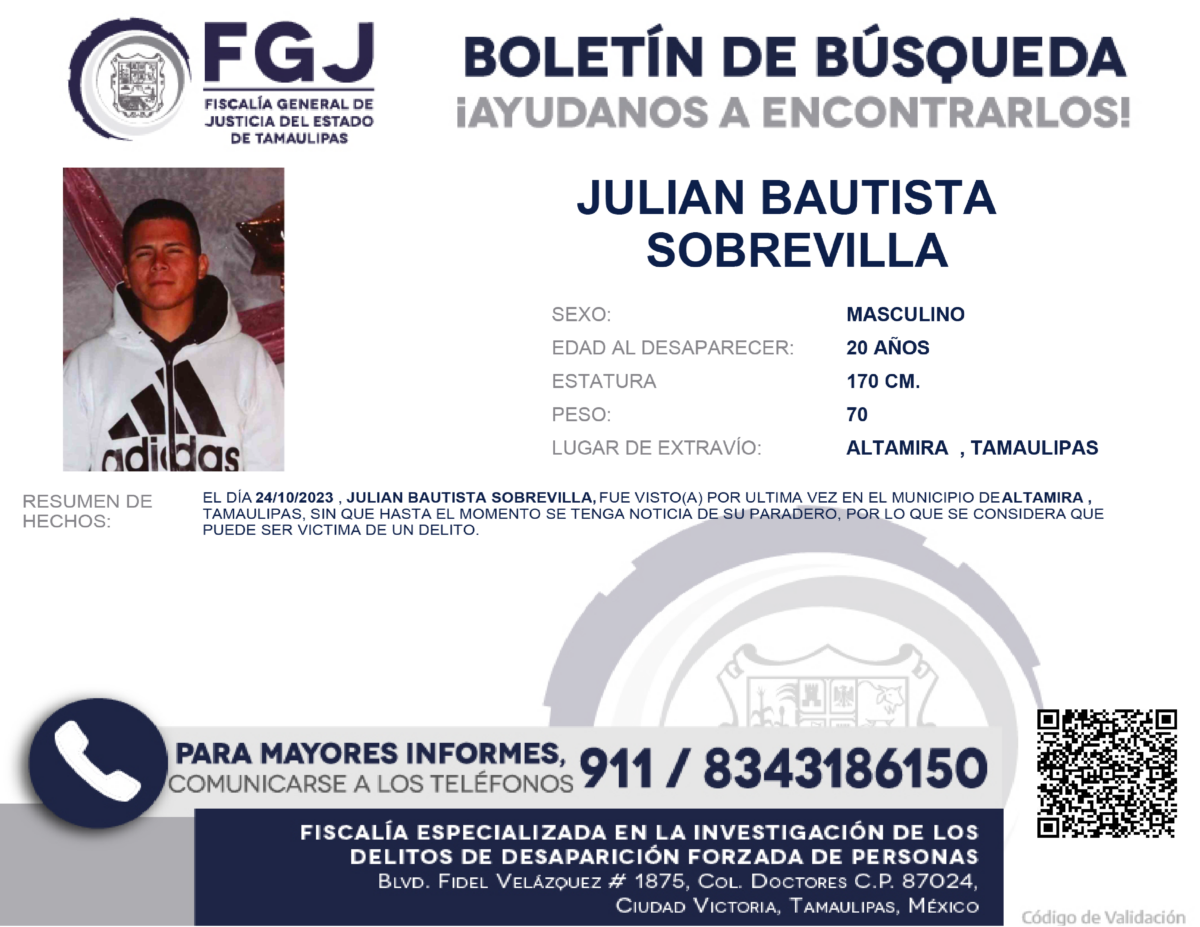 Boletín de Búsqueda Julian Bautista