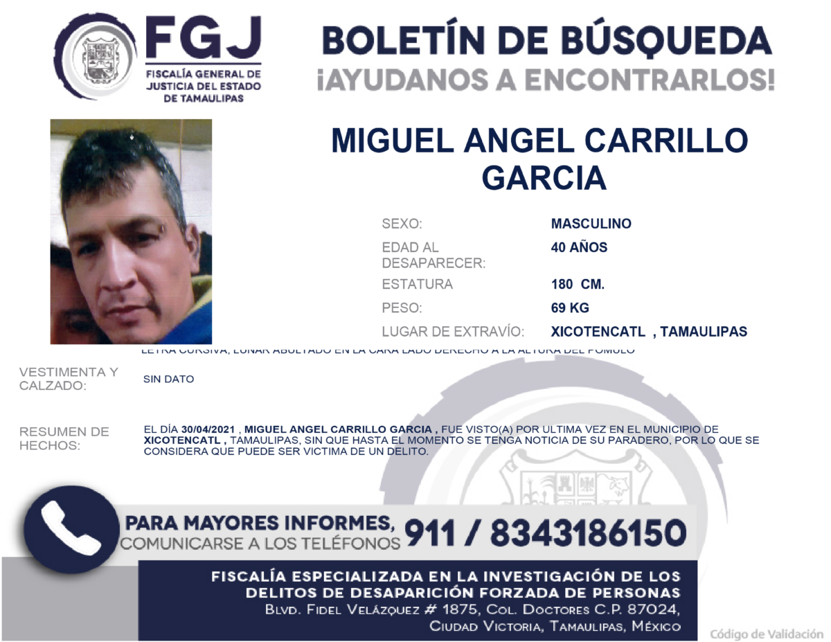 Boletín de Búsqueda Miguel Carrillo