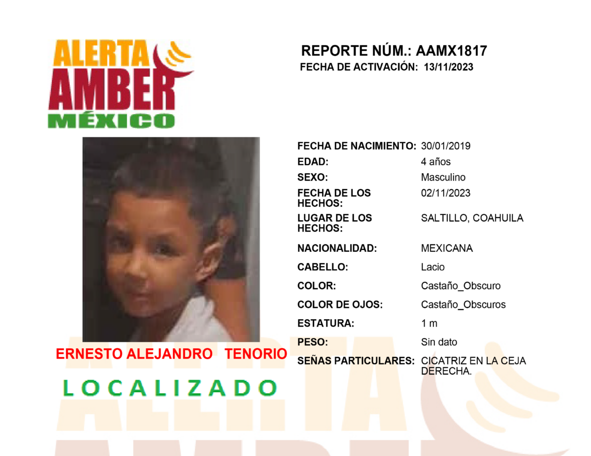 Alerta Amber Ernesto