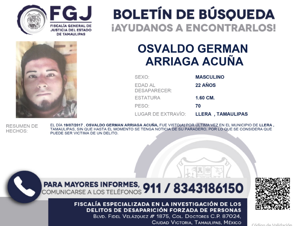 Boletín de Búsqueda Oswaldo