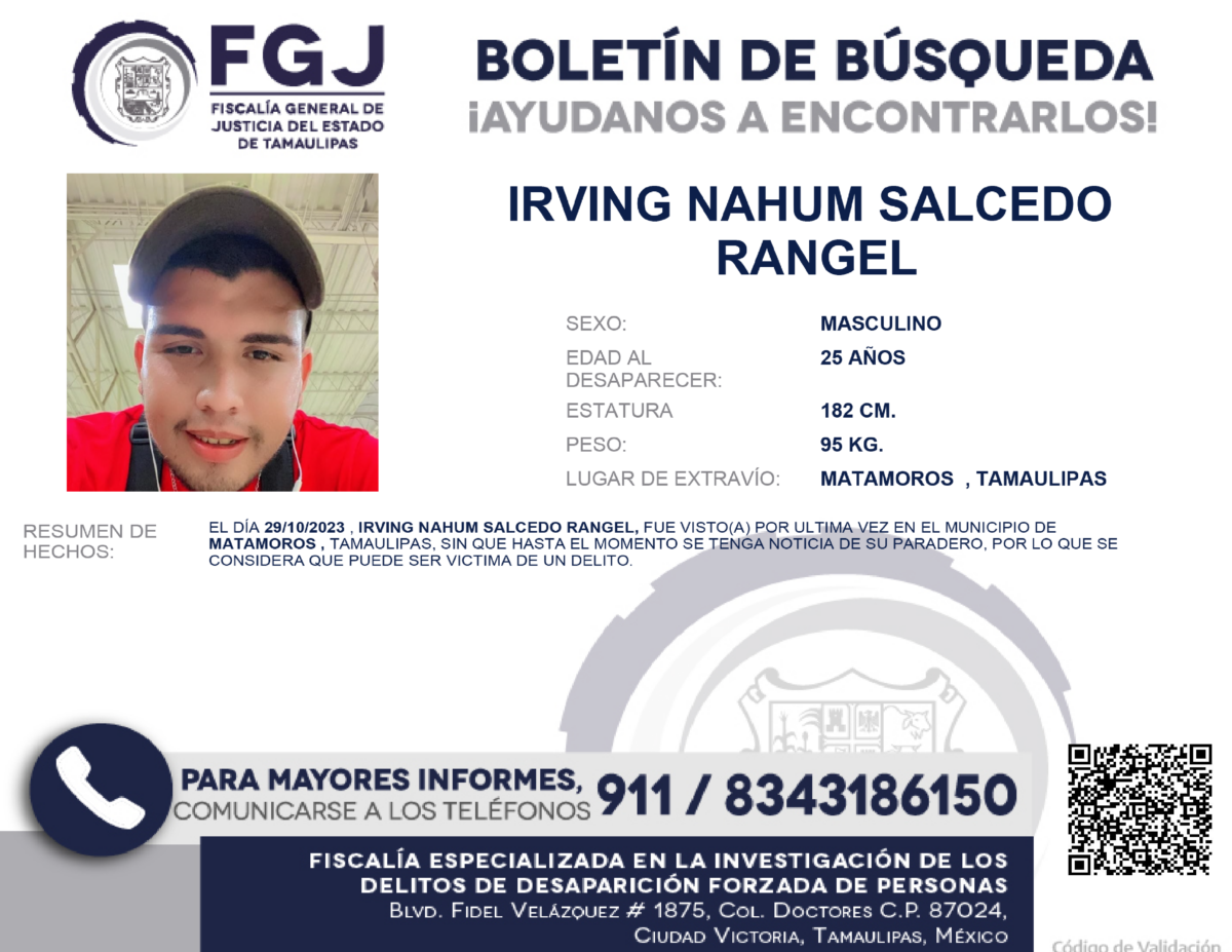 Boletín de Búsqueda Irving