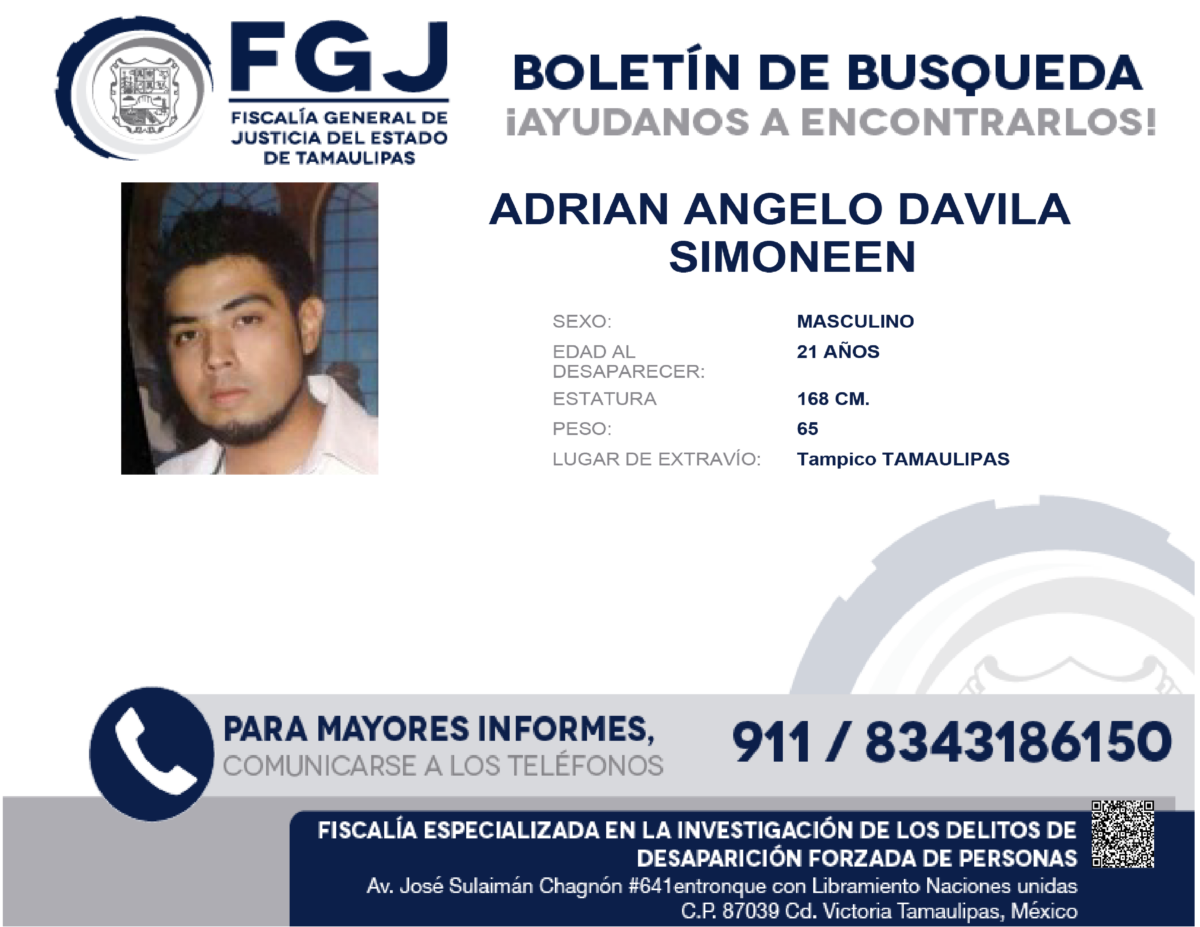 Boletín de Búsqueda Adrián Ángelo