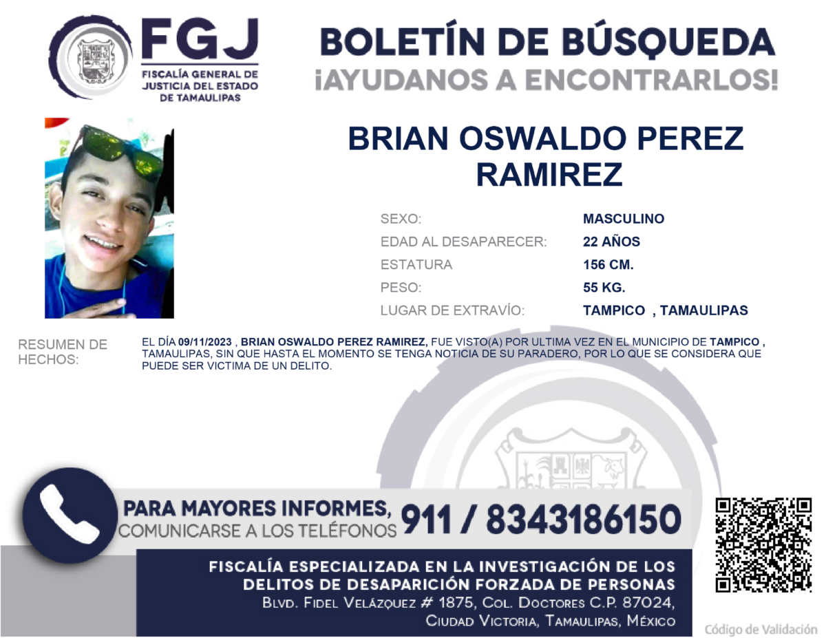 Boletín de Búsqueda Brian Oswaldo