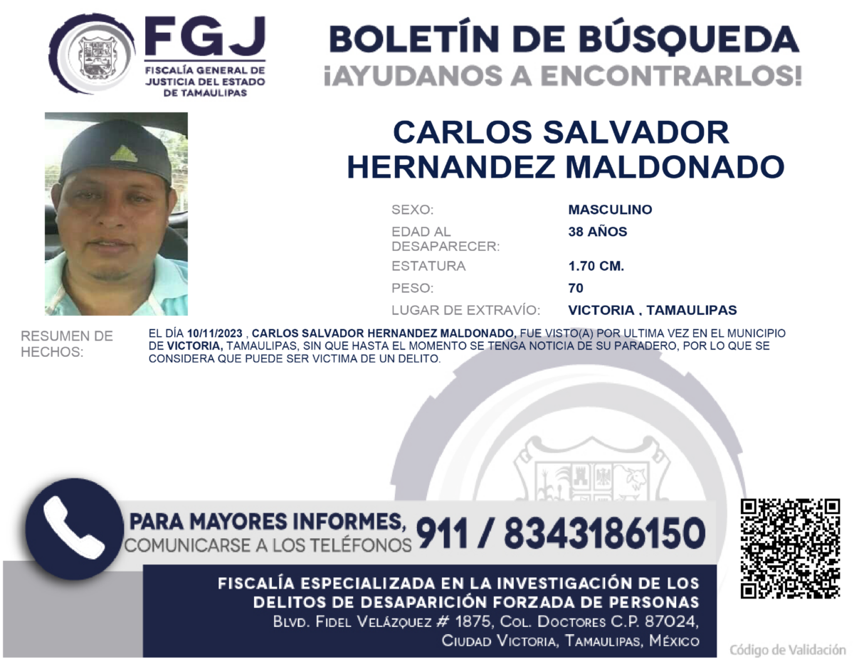 Boletin de Busqueda Carlos Salvador