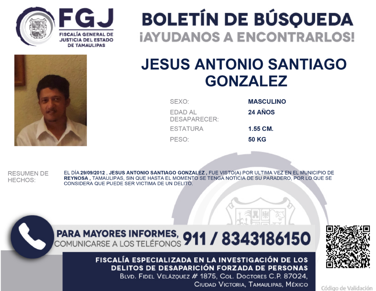 Boletín de Búsqueda Jesús Antonio