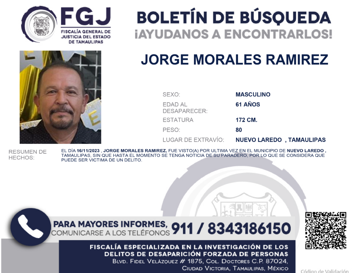 Boletín de Búsqueda Jorge Morales