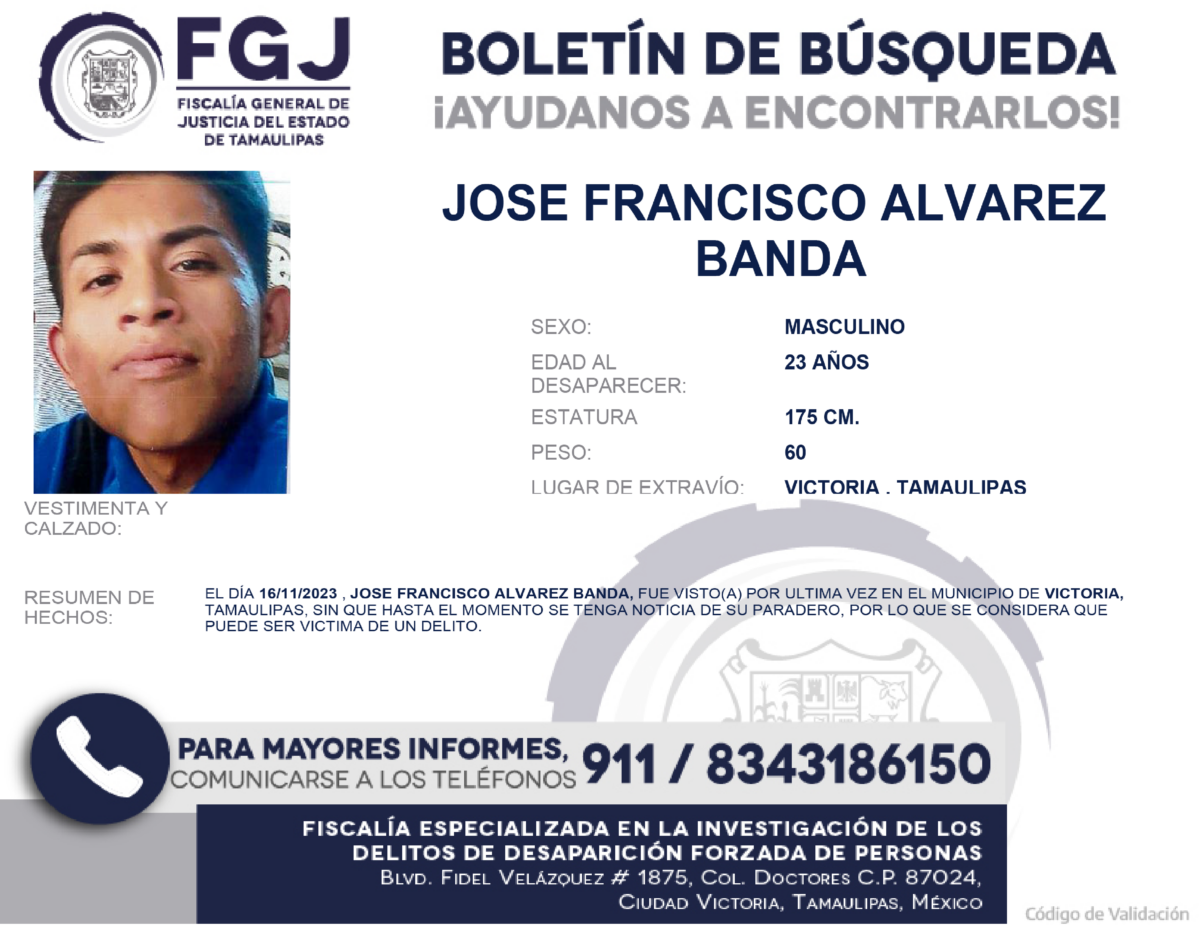 boletín de Búsqueda José Francisco