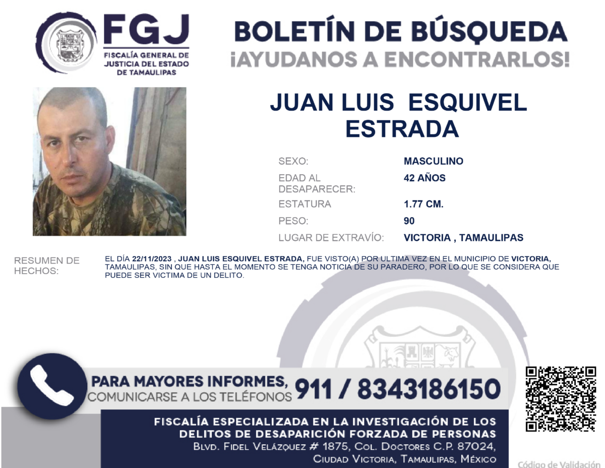 Boletín de Búsqueda Juan Luis Esquivel