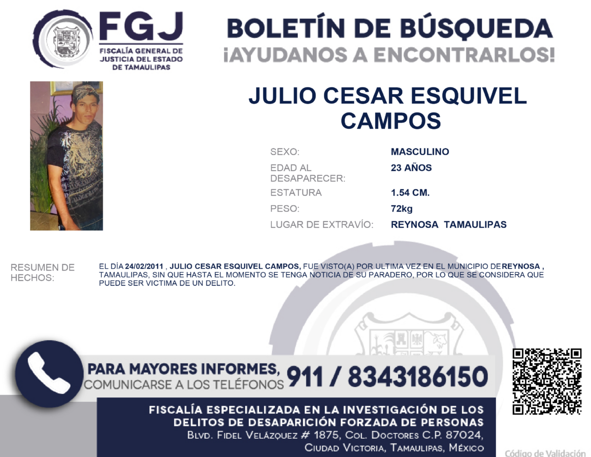 Boletín de Búsqueda Julio Cesar