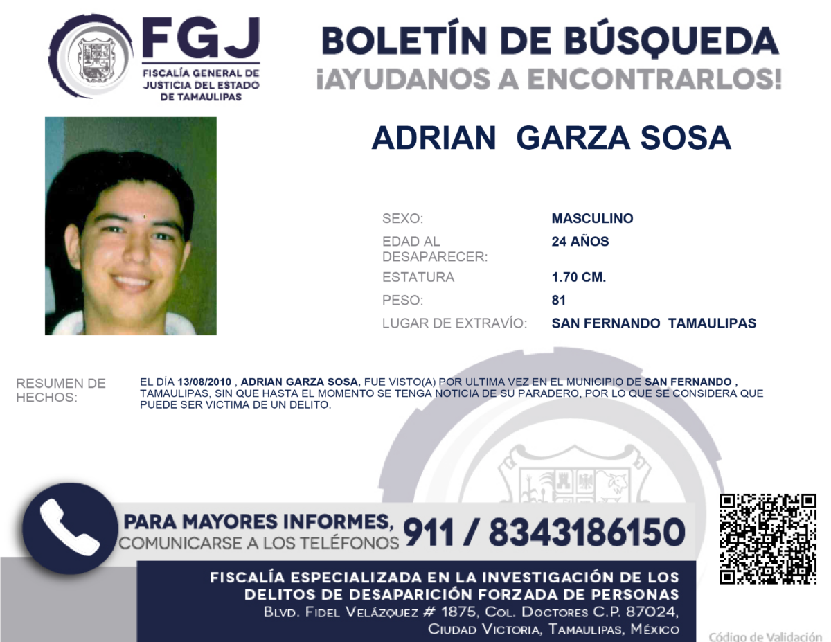 Boletín de Búsqueda Adrián Garza