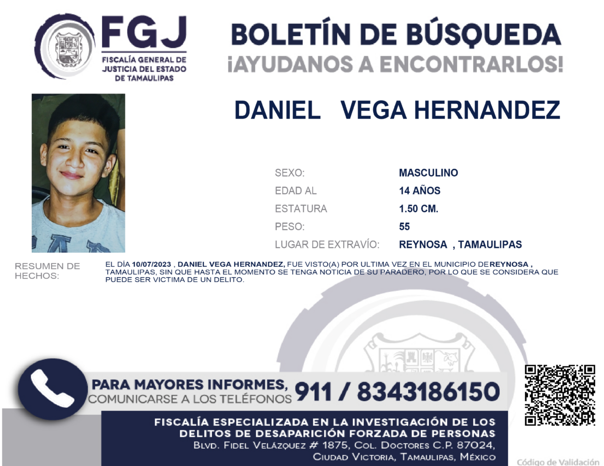 Boletín de Búsqueda Daniel Vega