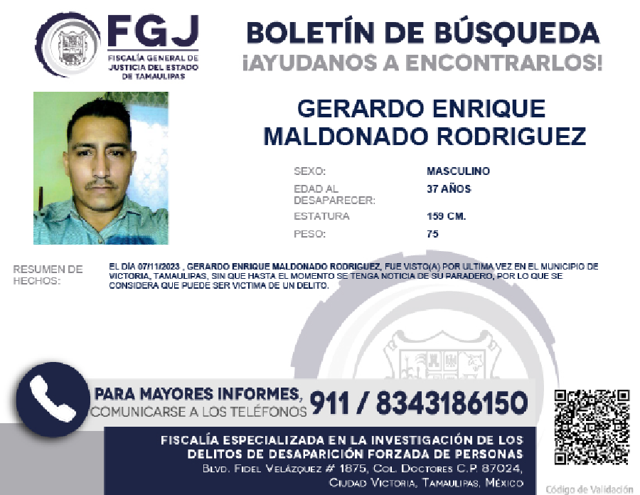 Boletín de Búsqueda Gerardo enrique