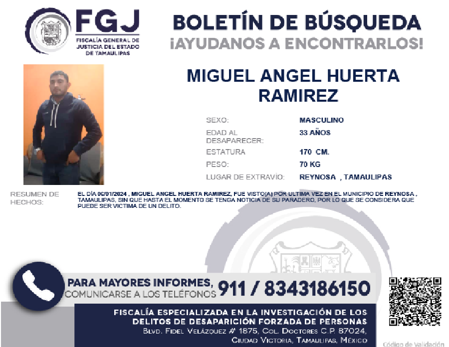 Boletín de Búsqueda Miguel Huerta