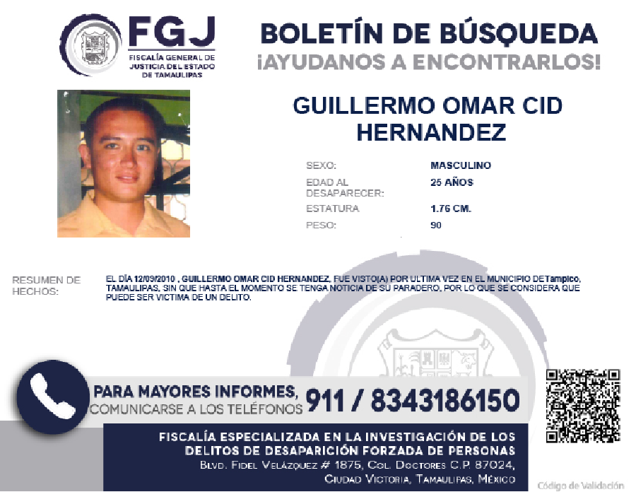 Boletín de búsqueda Gillermo