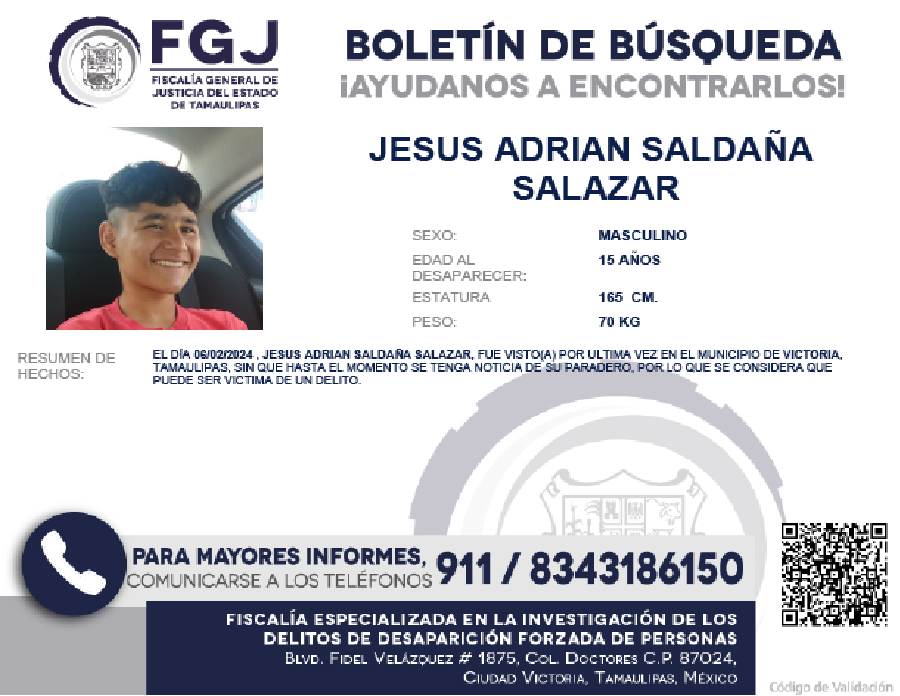 Boletín de Búsqueda Jesús Adrián