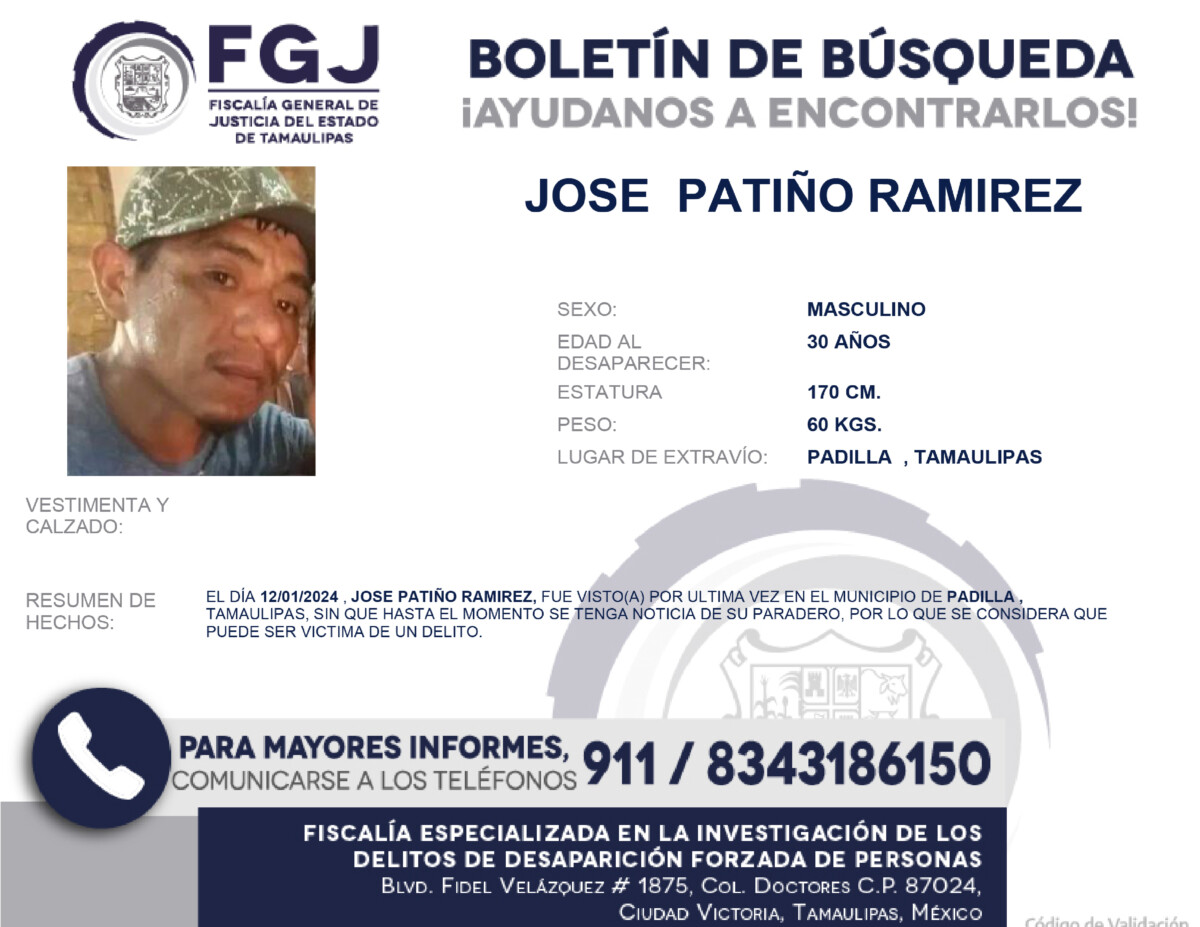 Boletín de búsqueda José Patiño