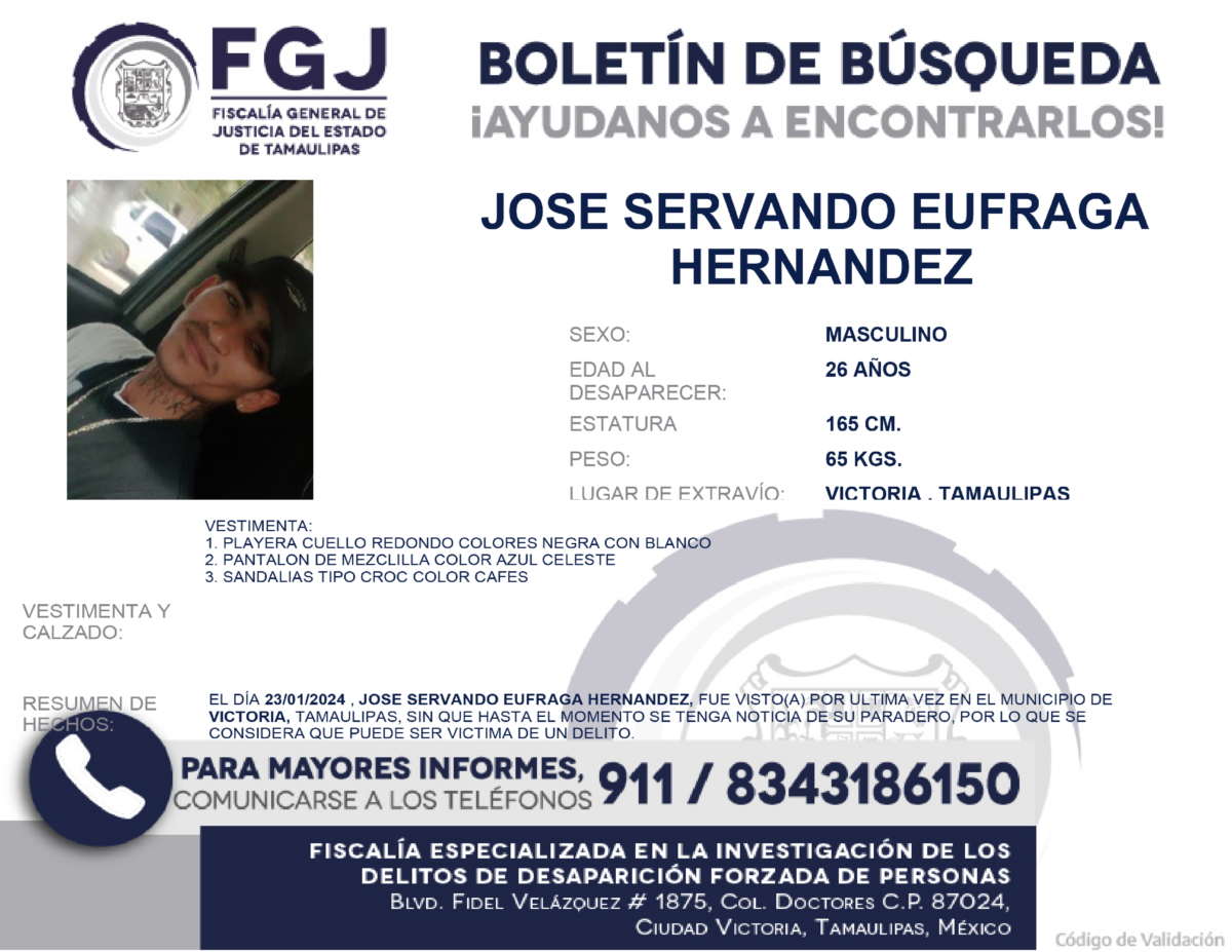 Boletín de Búsqueda José Servando