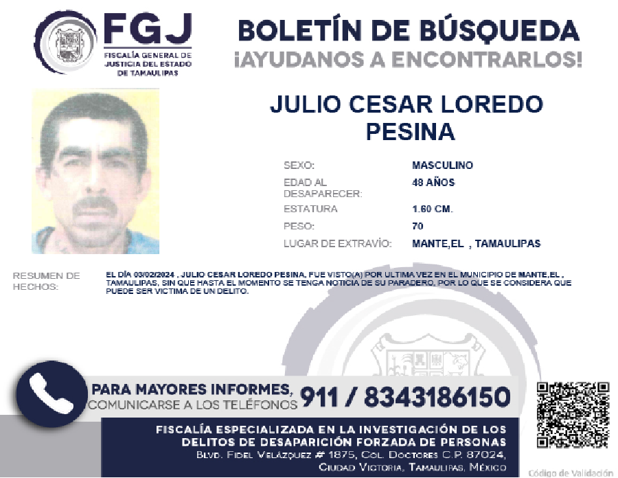 Boletín de Búsqueda Julio Cesar