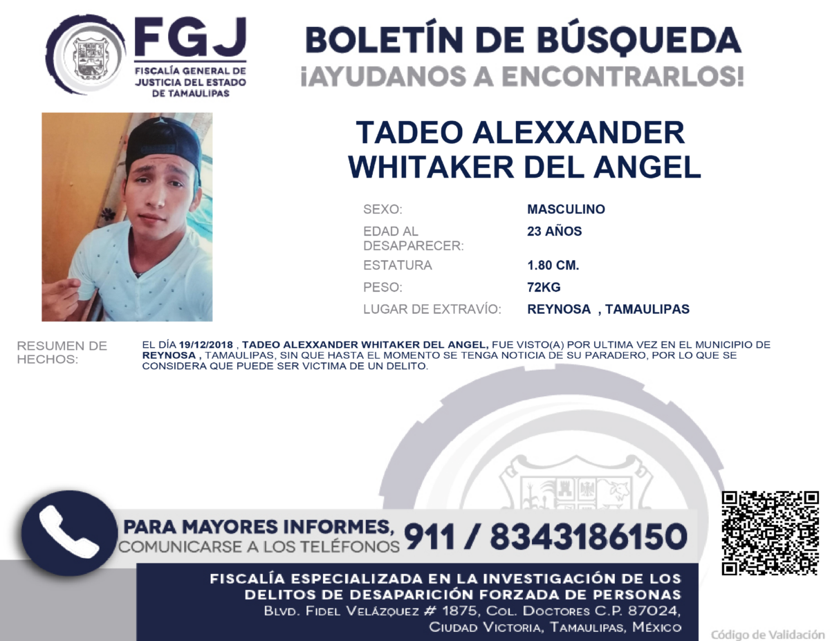 Boletín de Búsqueda Tadeo Alexander