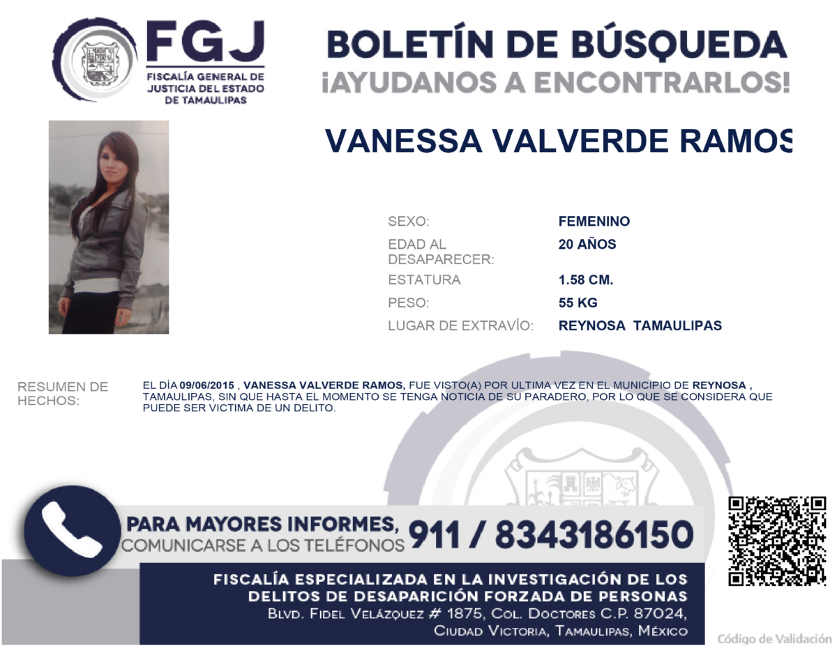 Boletín de Búsqueda Vanessa