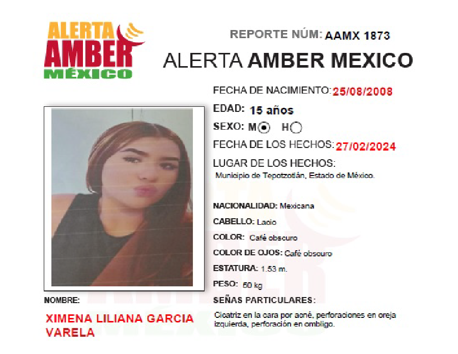 ALERTA AMBER XIMENA
