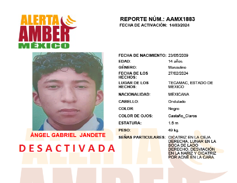 Alerta Amber Ángel Gabriel