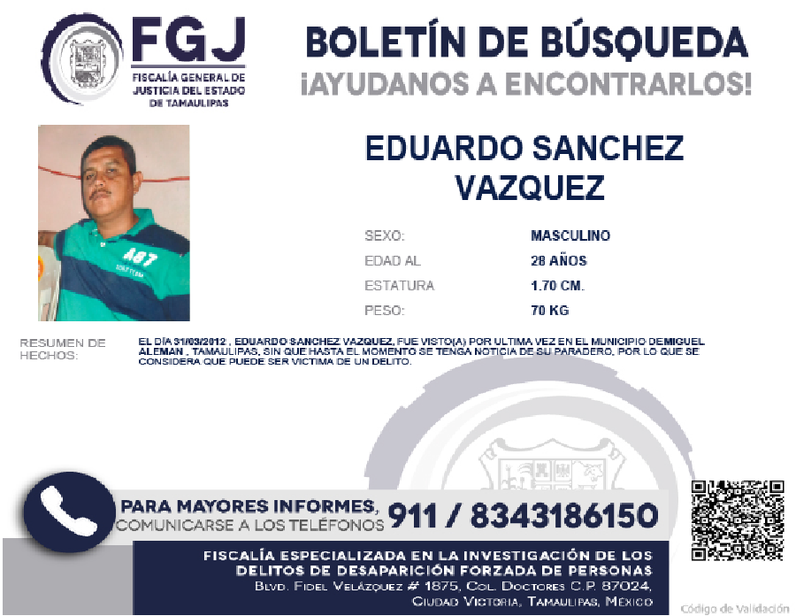 Boletín de Búsqueda eduardo Sanchez