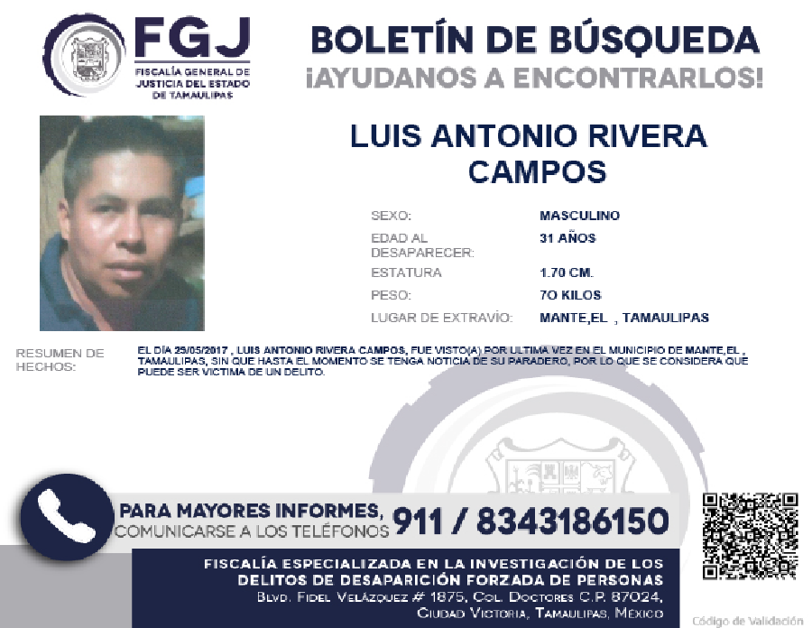 Boletín de búsqueda Luis Antonio