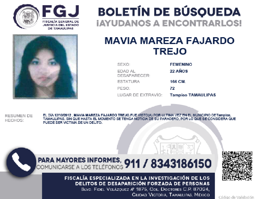 Boletin de Busqueda Mavia