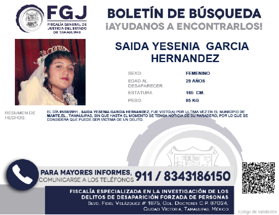 Boletín de Búsqueda Saida Yesenia