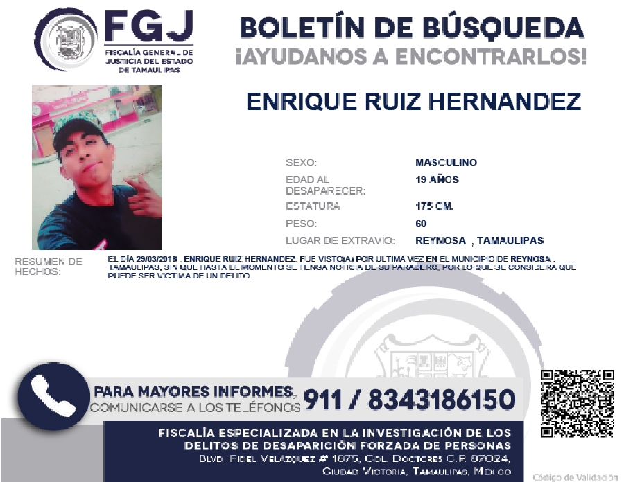 BOLETIN DE BUSQUEDA ENRIQQUE RUIZ