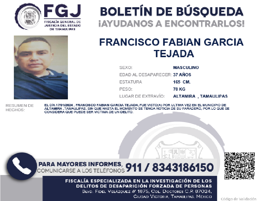 Boletin de busqueda francisco fabian