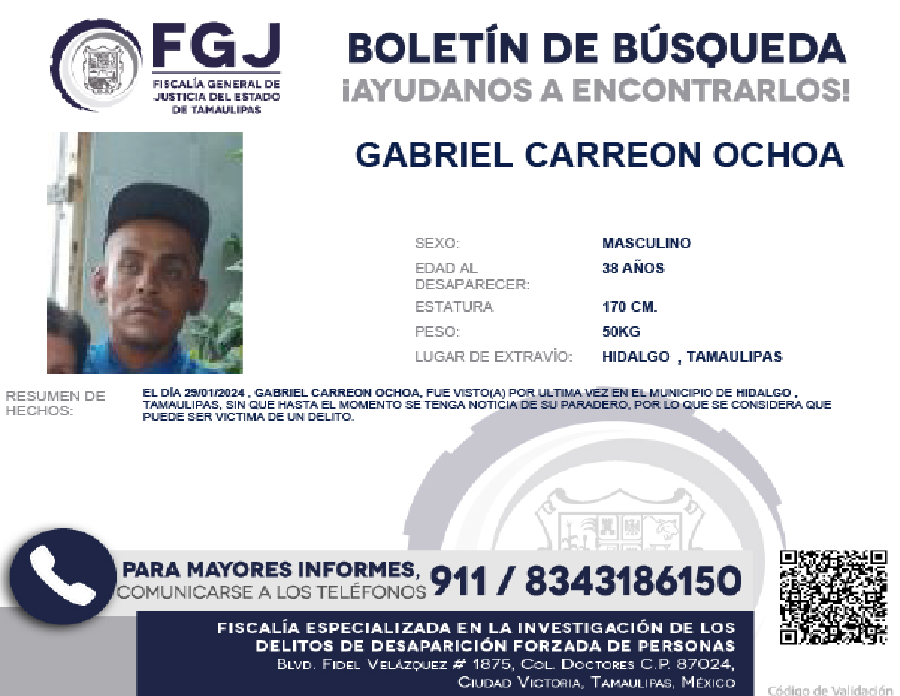 Boletin de Busqueda Gabriel